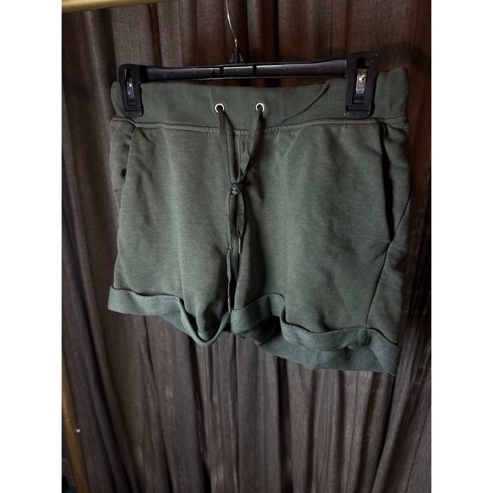 H&M Basic Olive Green Sweat Shorts Drawstring Casual Loungewear Small